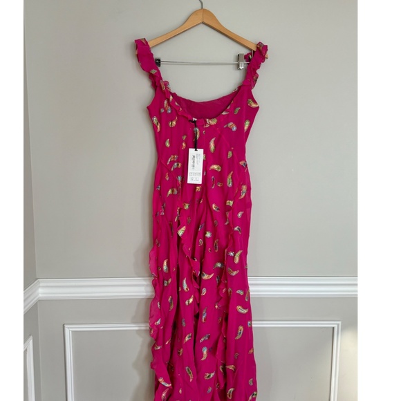 SALONI Pink Midi Dress with Pattern - Picture 8 of 11